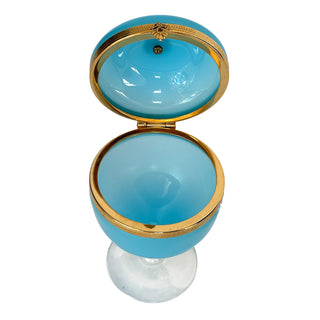 French blue opaline glass covered urn