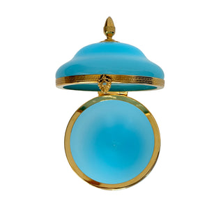 French blue opaline glass covered urn