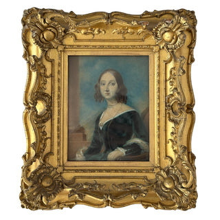 Victorian Portrait Miniature of a Lady in Ornate Giltwood Frame