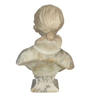 Antique Italian Alabaster & Marble Bust, Signed “Prof. Mantry” (c.1890–1910)