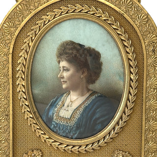 French Ormolu & Mother-of-Pearl Easel Mirror with Interchangeable Miniature, c. 1880–1890