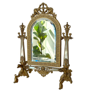 French Ormolu & Mother-of-Pearl Easel Mirror with Interchangeable Miniature, c. 1880–1890