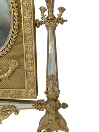 French Ormolu & Mother-of-Pearl Easel Mirror with Interchangeable Miniature, c. 1880–1890