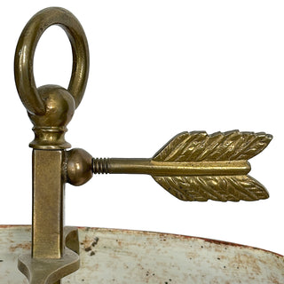 Vintage Petite Bouillotte Lamp with Red Tole Shade – Two-Light Brass Candle