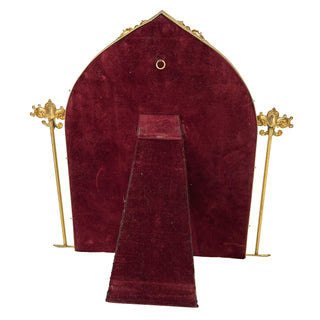 Antique Gilt Brass Cathedral-Arch Photo Frame with Velvet Backing – c.1910