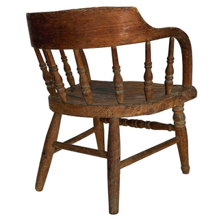 Antique 19th-Century Child’s Windsor-Style Captain’s Chair – Primitive Spindle Back