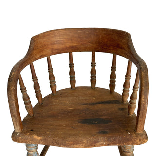 Antique 19th-Century Child’s Windsor-Style Captain’s Chair – Primitive Spindle Back