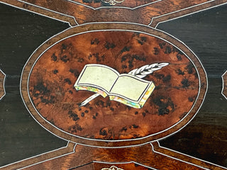 Victorian Burr Walnut & Mother-of-Pearl Writing Slope with Secret Compartments — c.1860