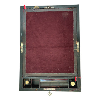 Victorian Burr Walnut & Mother-of-Pearl Writing Slope with Secret Compartments — c.1860