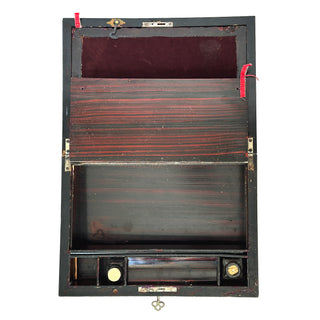 Victorian Burr Walnut & Mother-of-Pearl Writing Slope with Secret Compartments — c.1860