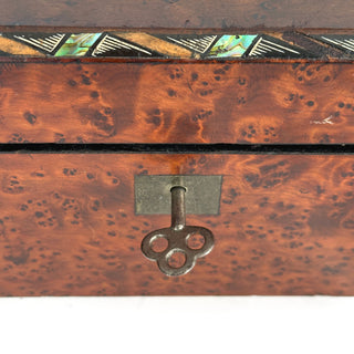 Victorian Burr Walnut & Mother-of-Pearl Writing Slope with Secret Compartments — c.1860