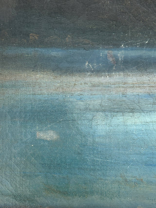 19th-Century Romantic Alpine Landscape, Oil on Canvas