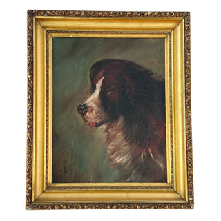 19th-Century British School Dog Portrait — Signed W.J.P. | Oil on Canvas