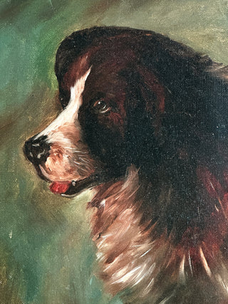 19th-Century British School Dog Portrait — Signed W.J.P. | Oil on Canvas