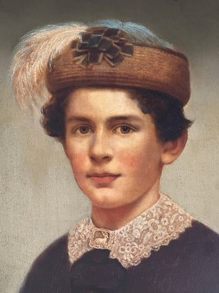 19th-Century Portrait of a Youth, Signed & Dated 1864