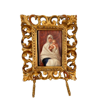 Italian Madonna and Child Porcelain Plaque in Gilt Openwork Frame
Rome, Italy Circa 1900–1930