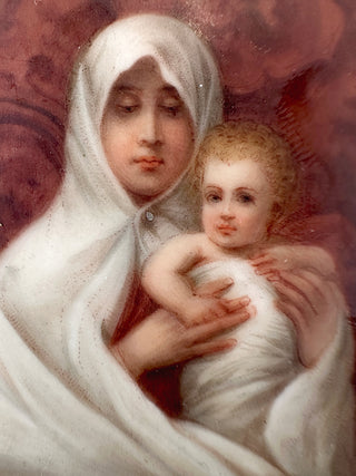 Italian Madonna and Child Porcelain Plaque in Gilt Openwork Frame
Rome, Italy Circa 1900–1930