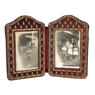 French Book Form Double Photograph Frame with Fleur de Lis Decoration Circa 1890–1910