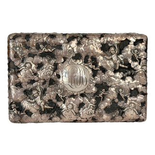 Large Sterling Silver Repoussé Cherub Jewelry Casket