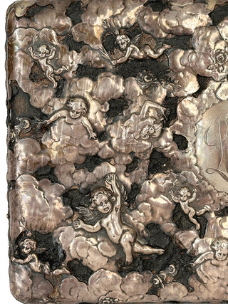 Large Sterling Silver Repoussé Cherub Jewelry Casket