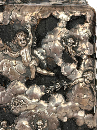 Large Sterling Silver Repoussé Cherub Jewelry Casket