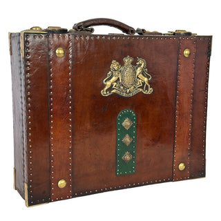 Ceremonial British Officer’s Leather Case with Royal Arms & Order of the Bath Motto