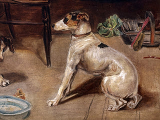 Interior Scene with Dogs, Signed Julia McShillito, dated 1900