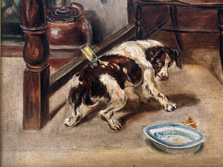 Interior Scene with Dogs, Signed Julia McShillito, dated 1900