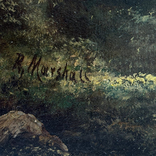 English Landscape with Waterfall and Sheep Late 19th Century