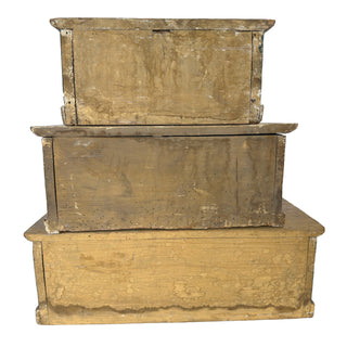 Set of Three French Parish Offertory Boxes, Dated 1852 St Philomène • St Anne • St Augustin France Original painted pine with gilt decoration