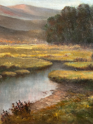 Large Pastoral River Landscape with Distant Hills American School, Hudson River Influence | Circa 1870–1890 Oil on canvas