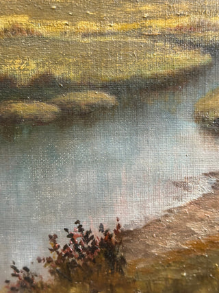 Large Pastoral River Landscape with Distant Hills American School, Hudson River Influence | Circa 1870–1890 Oil on canvas