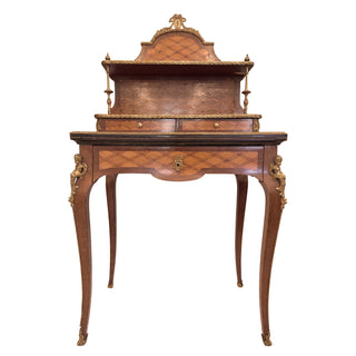 French Louis XV Style Marquetry Bonheur du Jour Desk, Gilt Bronze Mounted, Circa 1880–1900