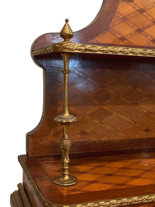French Louis XV Style Marquetry Bonheur du Jour Desk, Gilt Bronze Mounted, Circa 1880–1900