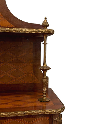 French Louis XV Style Marquetry Bonheur du Jour Desk, Gilt Bronze Mounted, Circa 1880–1900