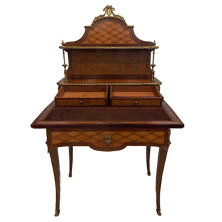 French Louis XV Style Marquetry Bonheur du Jour Desk, Gilt Bronze Mounted, Circa 1880–1900