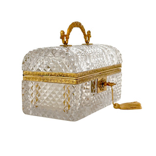 Large French Diamond Cut Crystal Perfume Casket with Six Bottles, Attributed to Baccarat Belle Époque, Circa 1885 to 1900