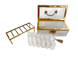 Large French Diamond Cut Crystal Perfume Casket with Six Bottles, Attributed to Baccarat Belle Époque, Circa 1885 to 1900
