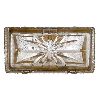 Large French Diamond Cut Crystal Perfume Casket with Six Bottles, Attributed to Baccarat Belle Époque, Circa 1885 to 1900