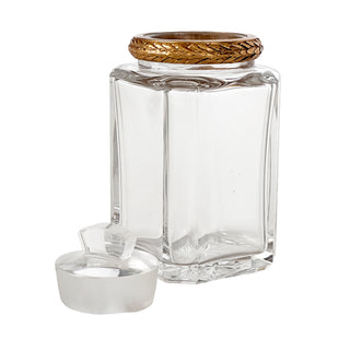 Antique French Cut Crystal Vanity Jar with Gilt Bronze Laurel Mount, Circa 1900 to 1920