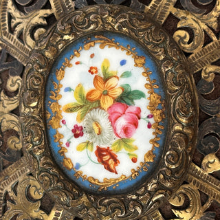 19th-Century French Gilt Metal Jewelry Casket with Porcelain Plaque    France, circa 1860–1890