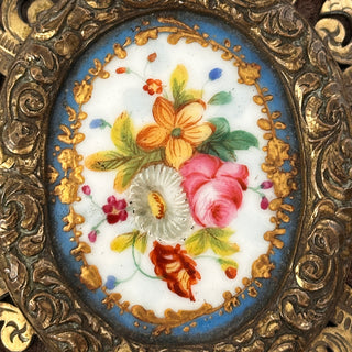 19th-Century French Gilt Metal Jewelry Casket with Porcelain Plaque    France, circa 1860–1890