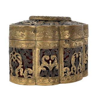 19th-Century French Gilt Metal Jewelry Casket with Porcelain Plaque    France, circa 1860–1890