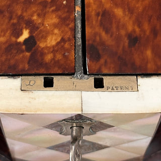 Antique Victorian Tortoiseshell and Mother of Pearl Tea Caddy with Abalone Inlay and Working Key, England Circa 1850 to 1870