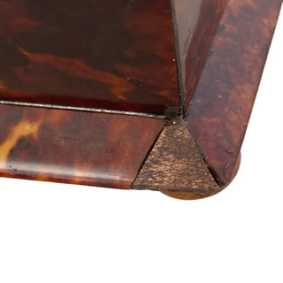 Antique Victorian Tortoiseshell and Mother of Pearl Tea Caddy with Abalone Inlay and Working Key, England Circa 1850 to 1870