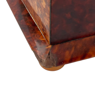 Antique Victorian Tortoiseshell and Mother of Pearl Tea Caddy with Abalone Inlay and Working Key, England Circa 1850 to 1870