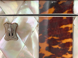 Early 19th Century English Tortoiseshell and Mother of Pearl Tea Caddy circa 1820-1840