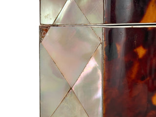 Early 19th Century English Tortoiseshell and Mother of Pearl Tea Caddy circa 1820-1840