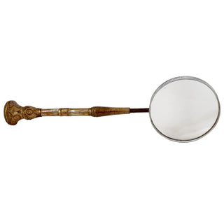 Victorian Mother of Pearl Parasol Handle Magnifying Glass  Monogrammed MOF, Circa 1880–1900