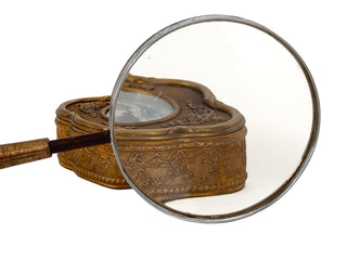 Victorian Mother of Pearl Parasol Handle Magnifying Glass  Monogrammed MOF, Circa 1880–1900